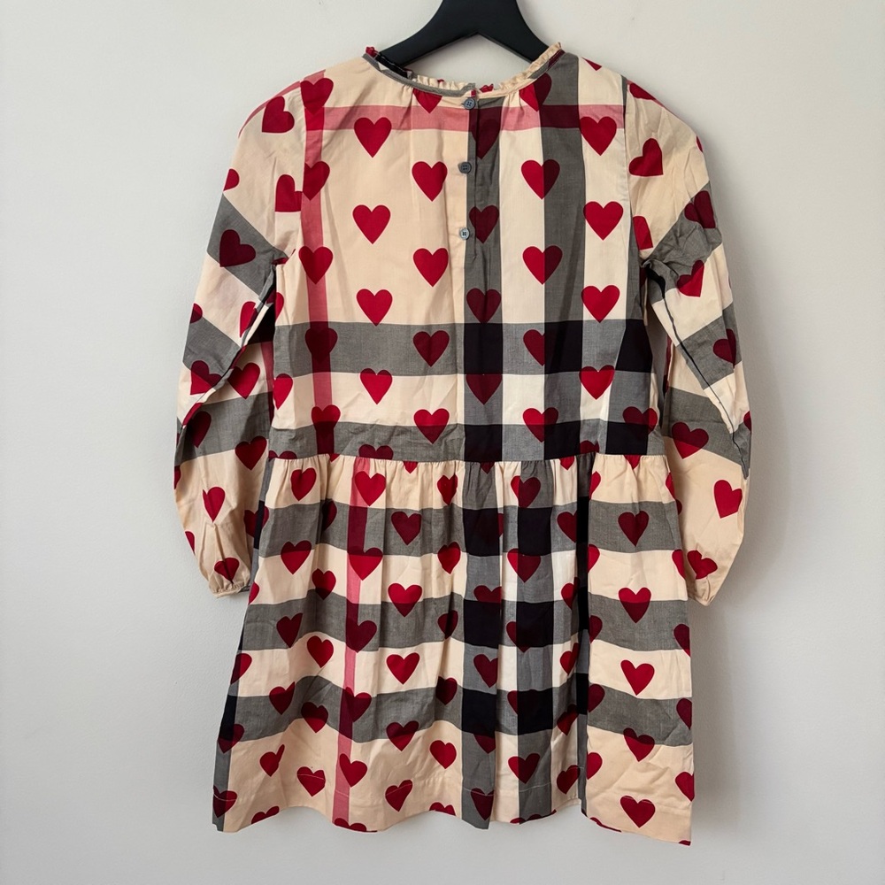 Burberry Kids Philippa Checked Heart Woven Dress Size 12 Luxury Cotton Classic - Picture 7 of 11